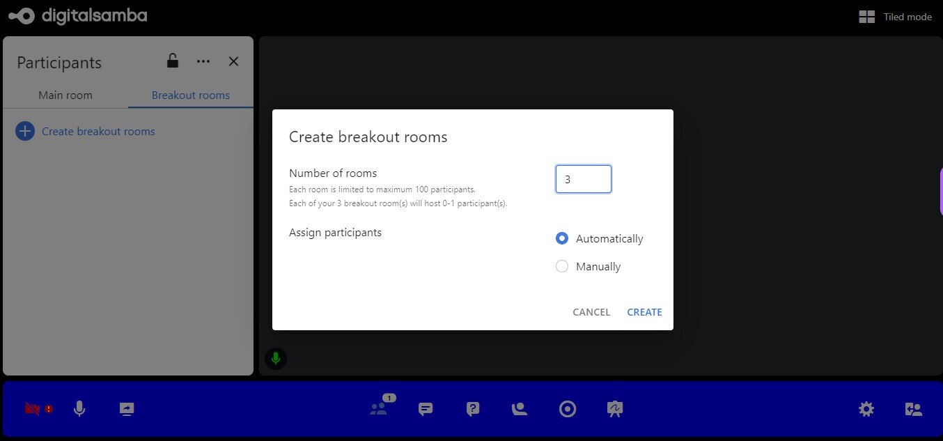 Create breakout rooms - Digital Samba