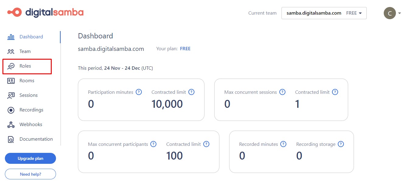 roles sidebar - Digital Samba