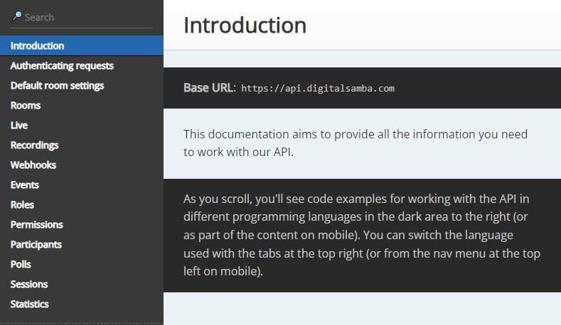 The outline in your API documentation