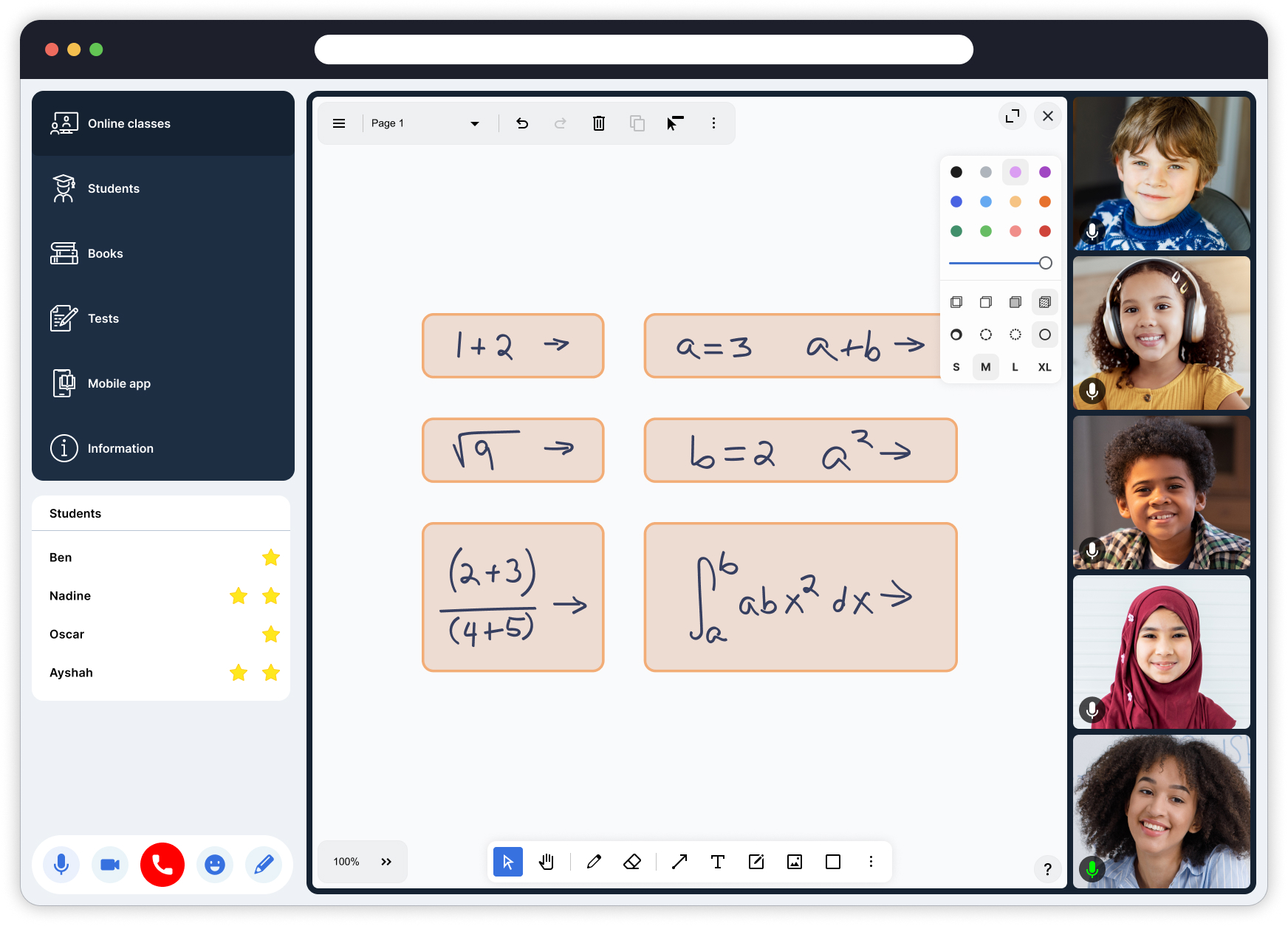 Whiteboard for elearning and edtech - Digital Samba WebRTC video conferencing API and SDK