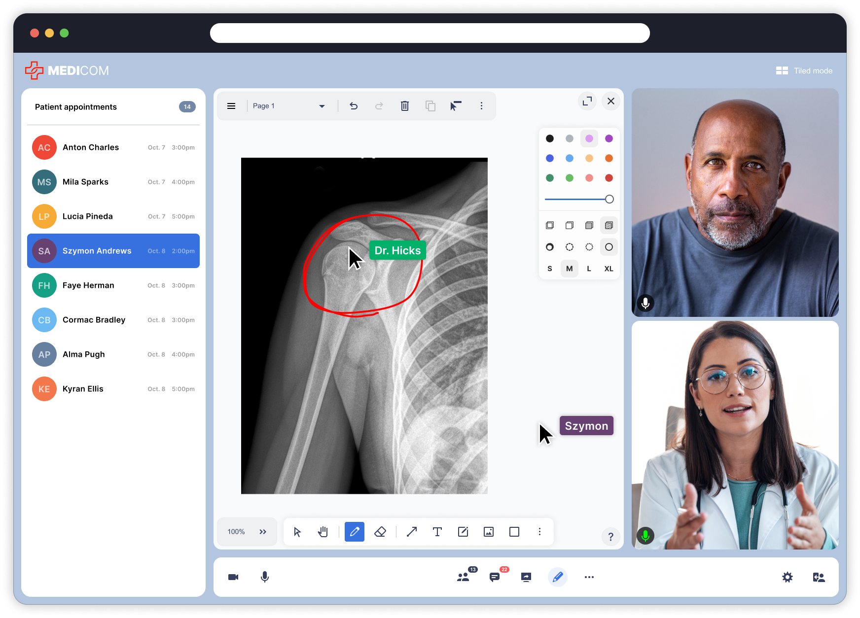 Whiteboard for telehealth 2 - Digital Samba WebRTC video conferencing API and SDK