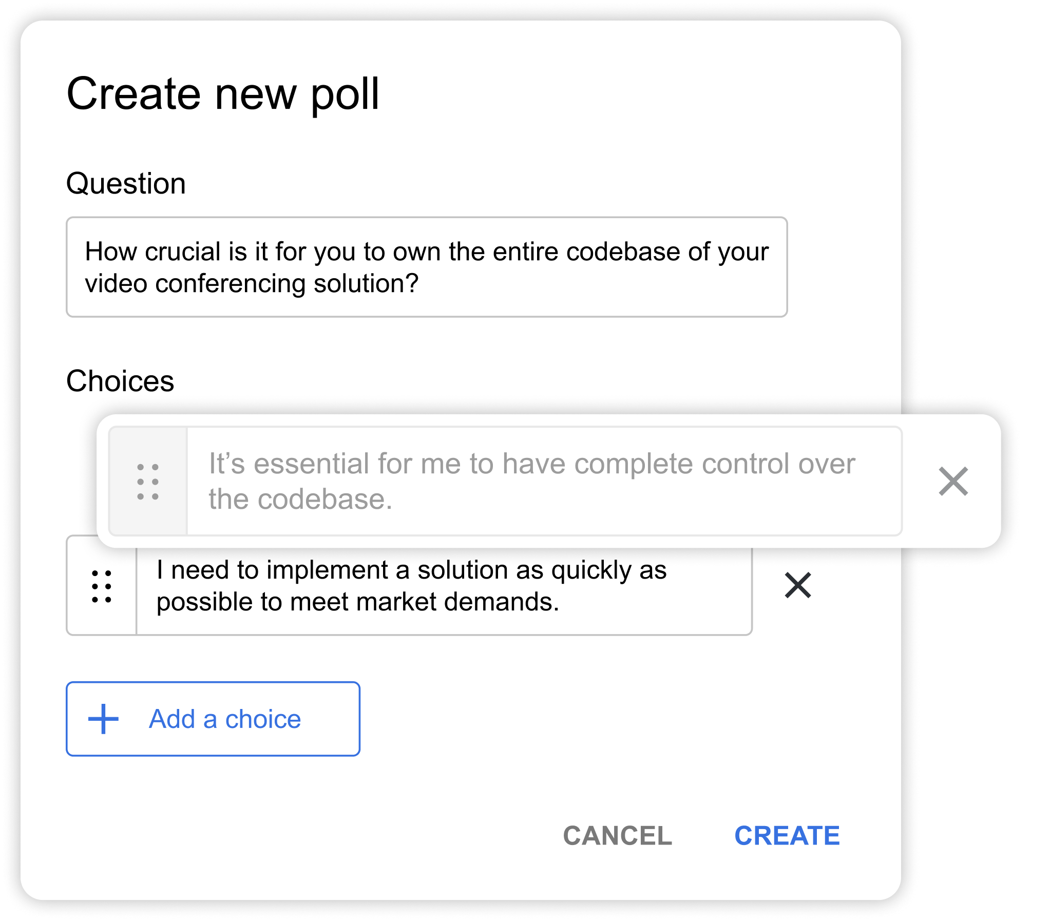 Digital Samba 593 - Reorder poll choices with drag & drop