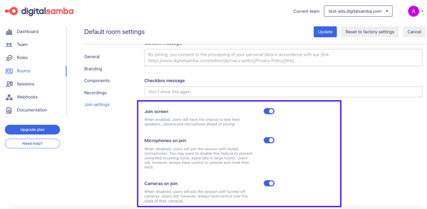 Enable Join Screen Functionality - Digital Samba-1