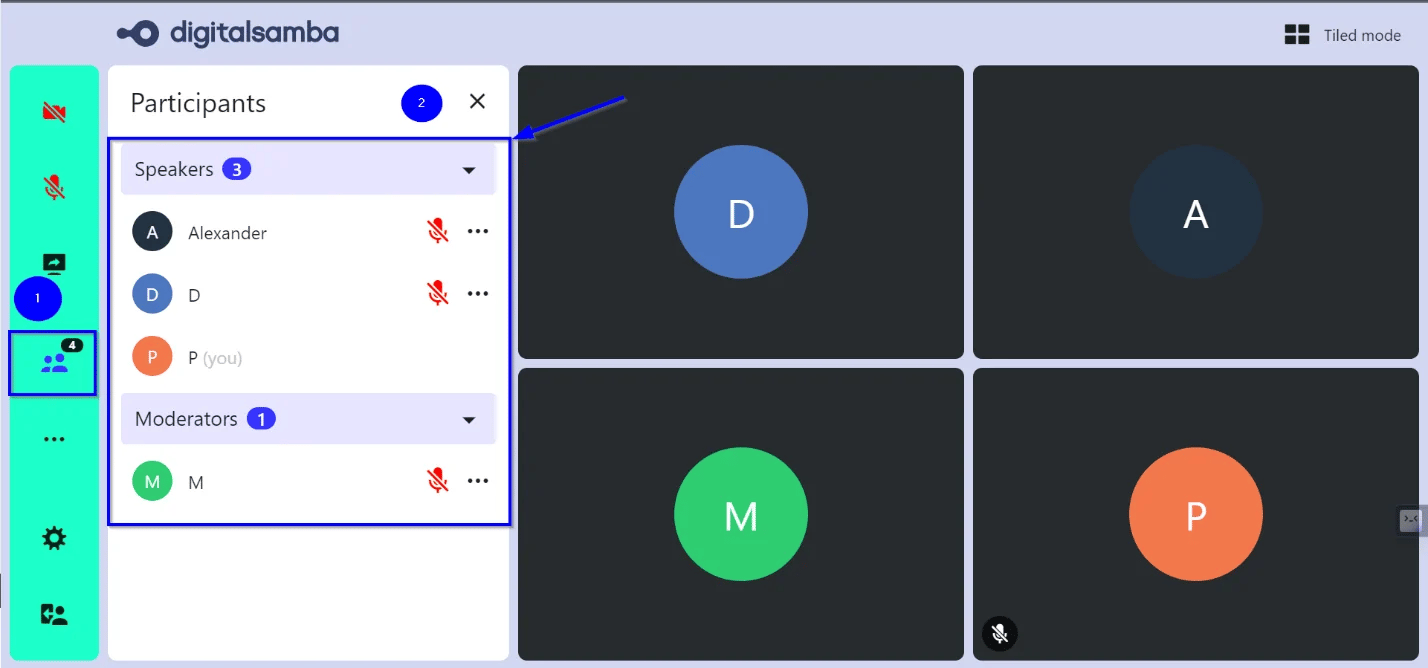 Using the Digital Samba video call interface